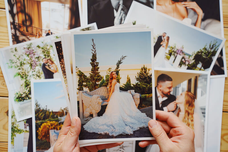 A collection of wedding photographs beautifully reproduced as professional prints