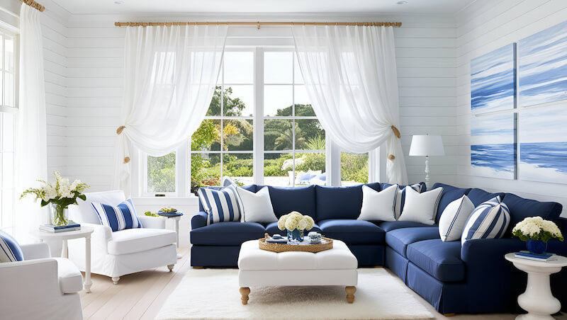 How to Decorate with Blue & White: Blue and White Living Room Ideas