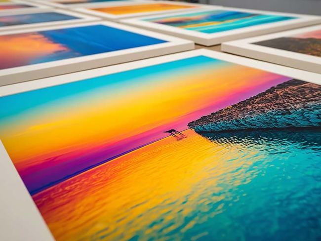 Colorful landscape prints on canvas